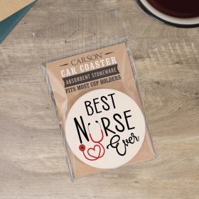 "Best Nurse Ever" Round Car Coaster - Packaged