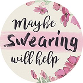 "Swearing Help" Round Car Coaster - Packaged