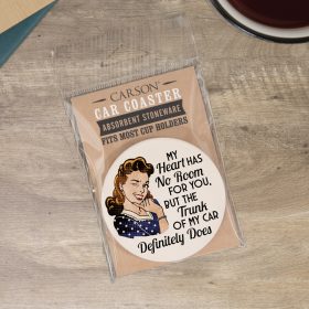 "Trunk Of My Car" Round Car Coaster - Packaged