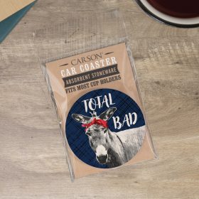 "Total Bad" Round Car Coaster - Packaged