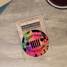 "Jeep Hair" Round Car Coaster - Packaged