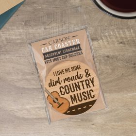 "Dirt Roads" Round Car Coaster – Packaged
