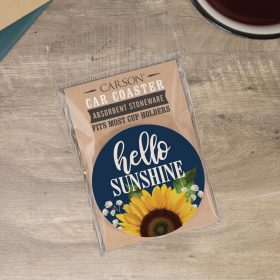 "Sunsine" Round Car Coaster – Packaged