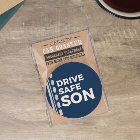 "Son" Round Car Coaster – Packaged