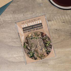 "Camo" Round Car Coaster – Packaged