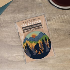 "Bigfoot" Round Car Coaster – Packaged