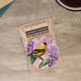 "Nature Goldfinch" Round Car Coaster – Packaged