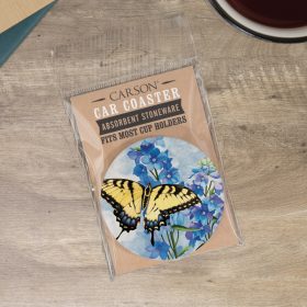"Nature Swallowtail" Round Car Coaster – Packaged
