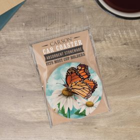 "Nature Monarch" Round Car Coaster – Packaged