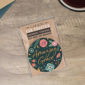 "Floral Amazing" Round Car Coaster – Packaged