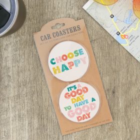 "Happy" Car Coaster Set