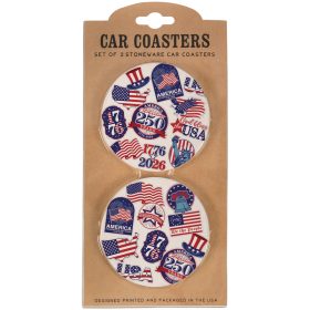 "250 Years-Sticker look" Car Coasters Set