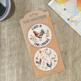"Fowl Language" Car Coaster Set