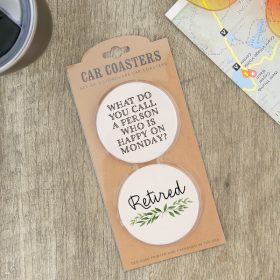 "Retired" 2 pc set - Car Coasters