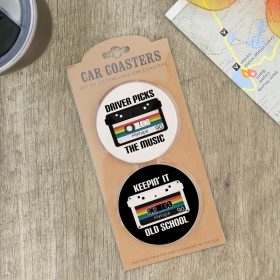 "Old School" 2 pc set - Car Coasters