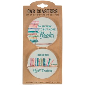 "Buy More Books" Car Coaster Set