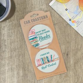 "Buy More Books" Car Coaster Set