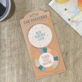 "Best Teacher" Car Coaster Set
