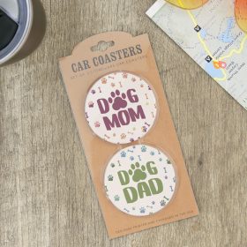 "Dog Mom & Dad" Car Coaster Set