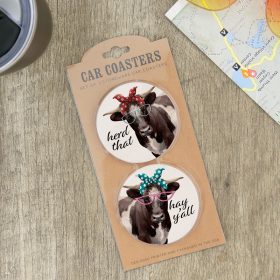 "Cow Lingo" Car Coaster Set