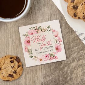 "Walk By Faith" Square House Coaster - Bulk