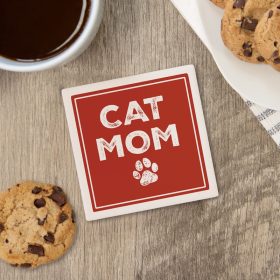 Cat Mom Square House Coaster - Bulk