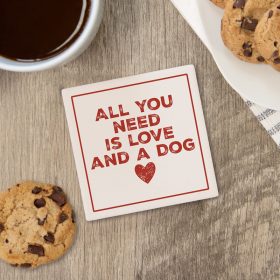 Love and a Dog Square House Coaster - Bulk