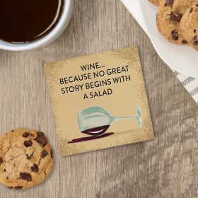 Salad Wine Square House Coaster - Bulk
