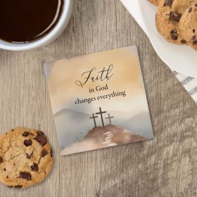Faith In God Square House Coaster - Bulk
