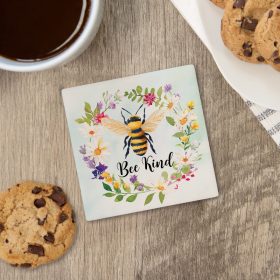 Bee Kind Square House Coaster - Bulk