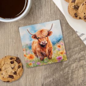 Highland Cow Friend Square House Coaster - Bulk