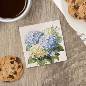 "Hydrangeas" Square House Coaster - Bulk