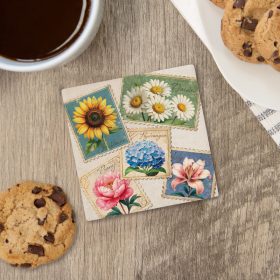 Floral Stamps Square  Coaster