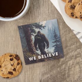 "Believe Bigfoot" Square Car Coaster - Bulk