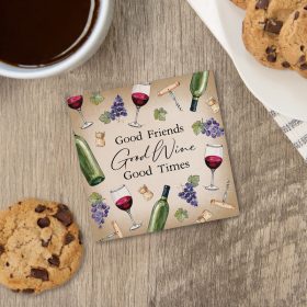 "Good Wine" Square Car Coaster - Bulk