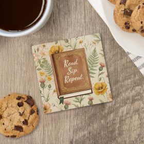 "Read Sip Repeat" Square Car Coaster - Bulk