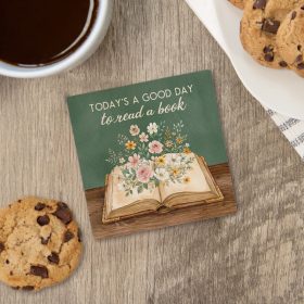 "Read a Book" Square Car Coaster - Bulk