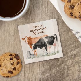 Distracted by Cows Square  Coaster