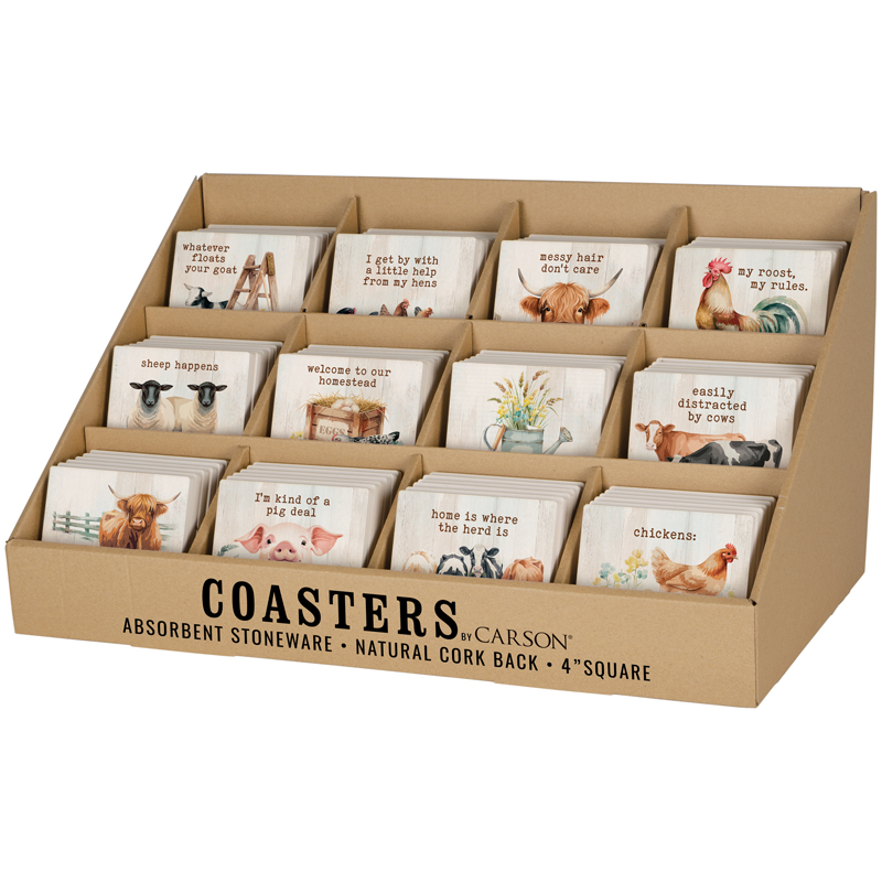 "Farm" 72 Piece Coaster assortment with display