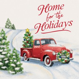 "Truck Home For The Holidays" Square House Coaster - Bulk