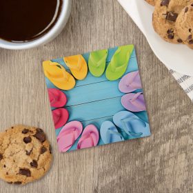 "Circle Flip Flops" Square House Coaster - Bulk