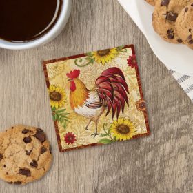 "White Rooster" Square House Coaster - Bulk