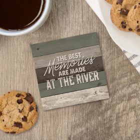 "Best Memories River" Square House Coaster - Bulk