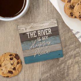 "Happy Place River" Square House Coaster - Bulk