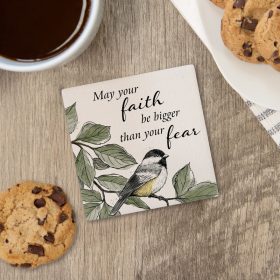 "Faith Chickadee" Square House Coaster - Bulk