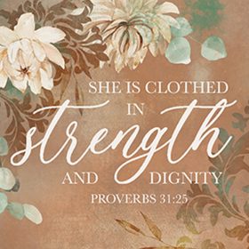 "Clothed In Strength" Square House Coaster - Bulk