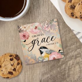 "Grow In Grace" Square House Coaster - Bulk