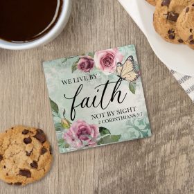 "Live By Faith" Square House Coaster - Bulk