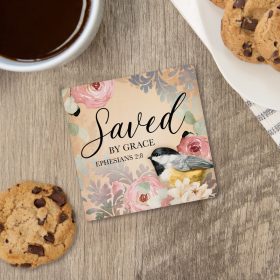 "Saved By Grace" Square House Coaster - Bulk