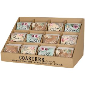 72Pc Religious Coaster Assortment With Display